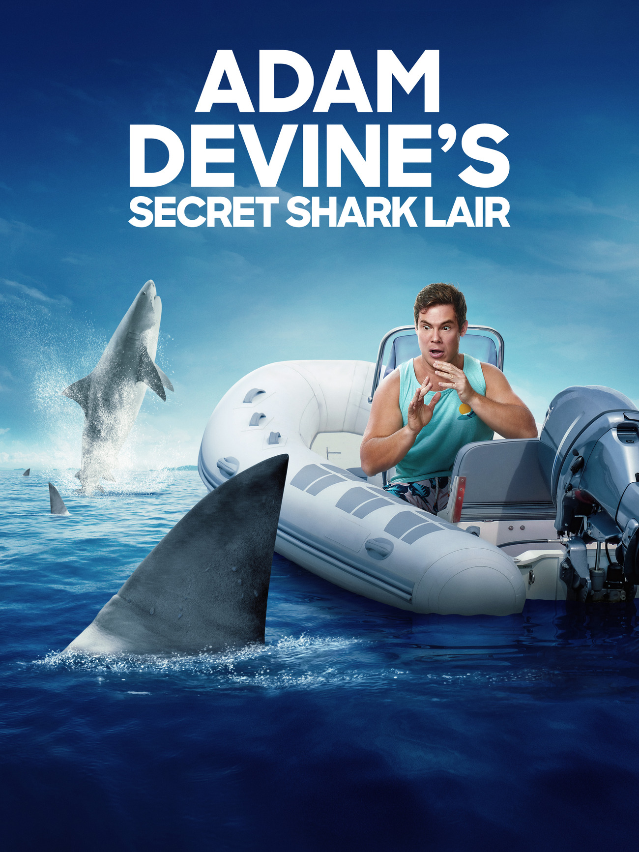 Caratula de Adam Devine's Secret Shark Lair (La cueva del Tiburón con Adam Devine) 