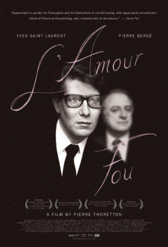 Caratula de L'amour fou (Yves Saint Laurent, el amor loco) 